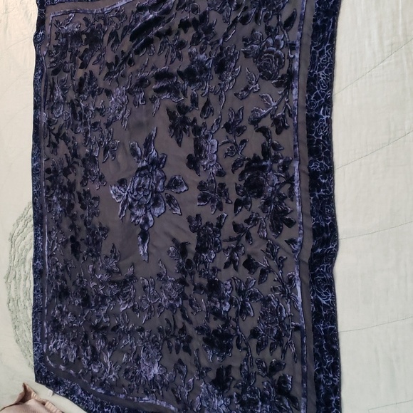 Purple Blue Burnout Silk Scarf - Picture 6 of 16
